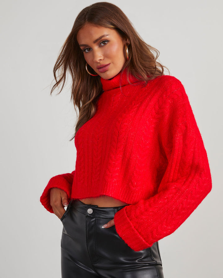 Georgie Cable Knit Turtleneck Pullover Sweater