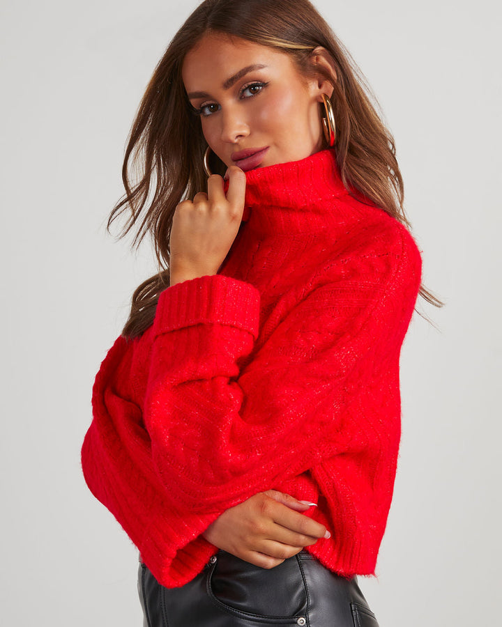 Georgie Cable Knit Turtleneck Pullover Sweater