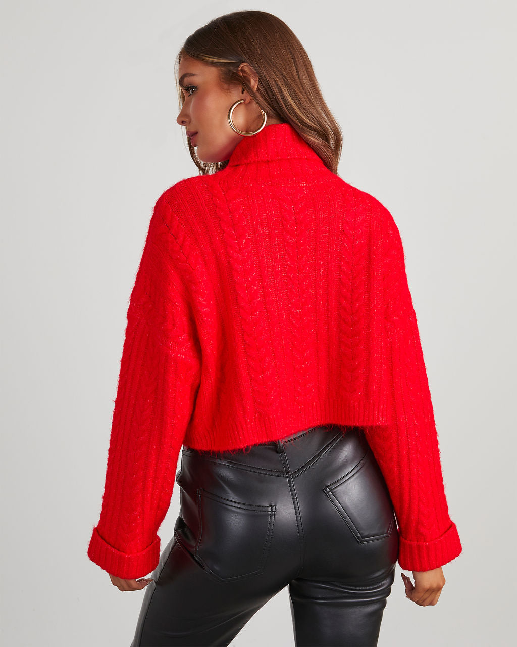 Georgie Cable Knit Turtleneck Pullover Sweater