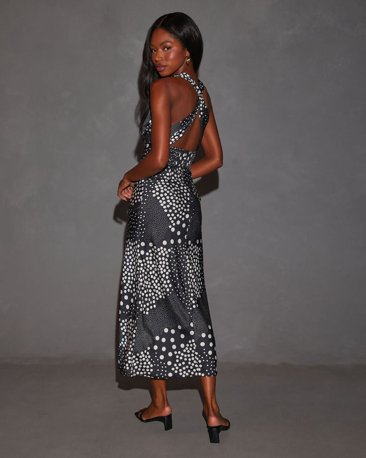 Leonie Çapraz Sırtlı Baskılı Midi Elbise