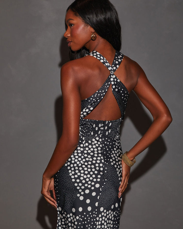 Leonie Çapraz Sırtlı Baskılı Midi Elbise