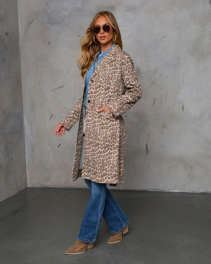 Be Free Animal Print Belted Trench Coat