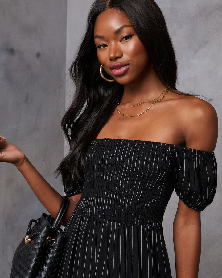 Harvest Moons Çizgili Midi Elbise