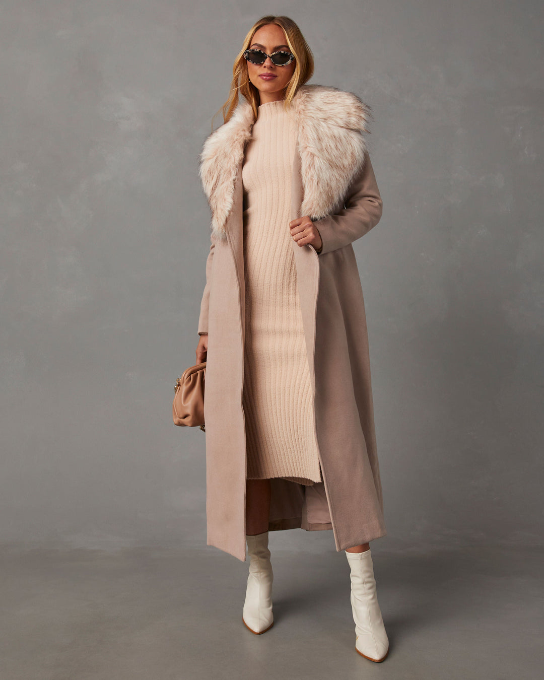 Lidia Nervürlü Midi Kazak Elbise