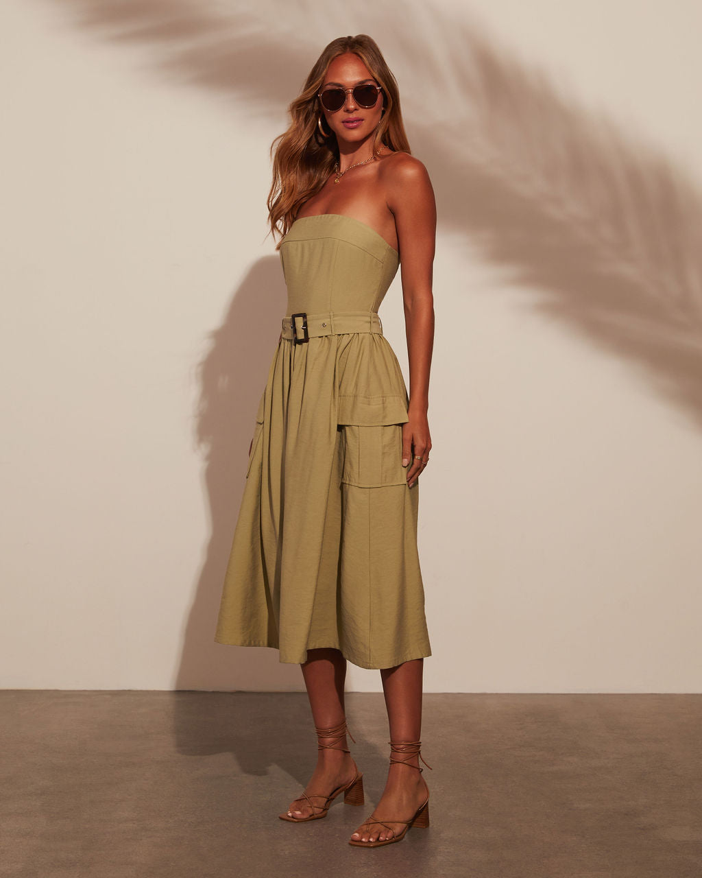 Nadia Straplez Kuşaklı A Kesim Elbise