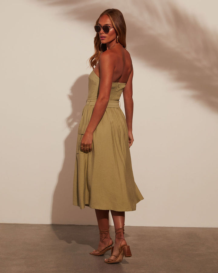 Nadia Straplez Kuşaklı A Kesim Elbise