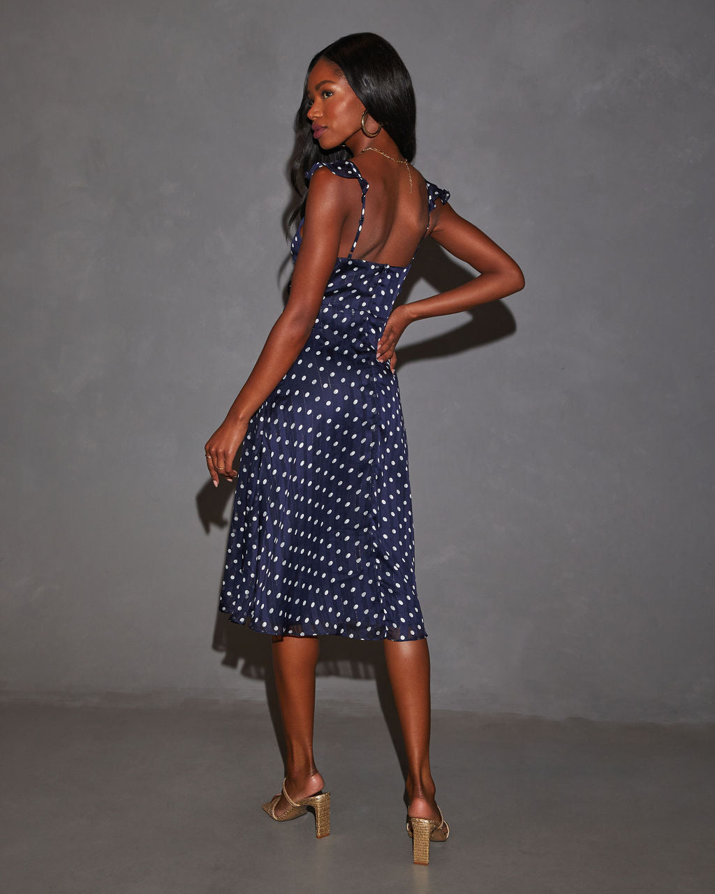 Margaret Puantiyeli Kesim Midi Elbise