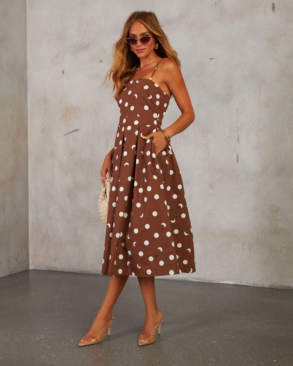 Elaine Puantiyeli Midi Elbise