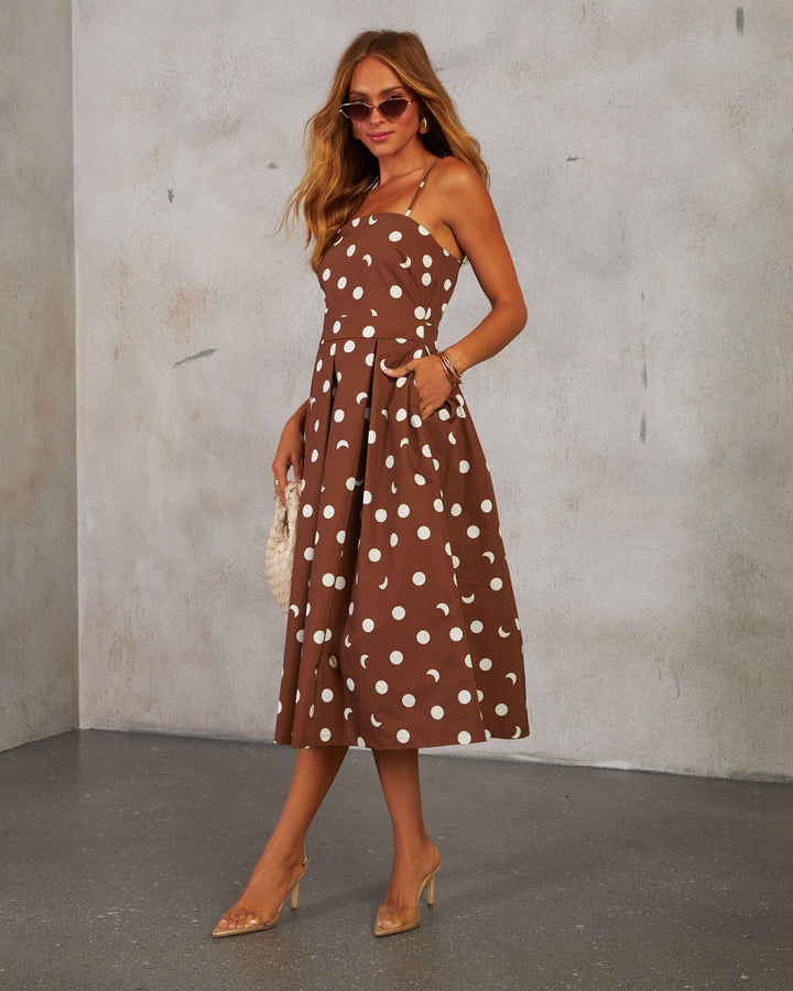 Elaine Puantiyeli Midi Elbise