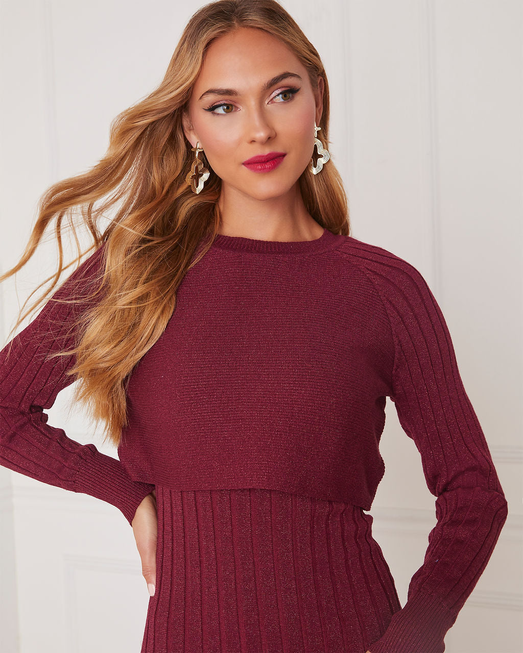 Liza Metalik Triko Midi Elbise