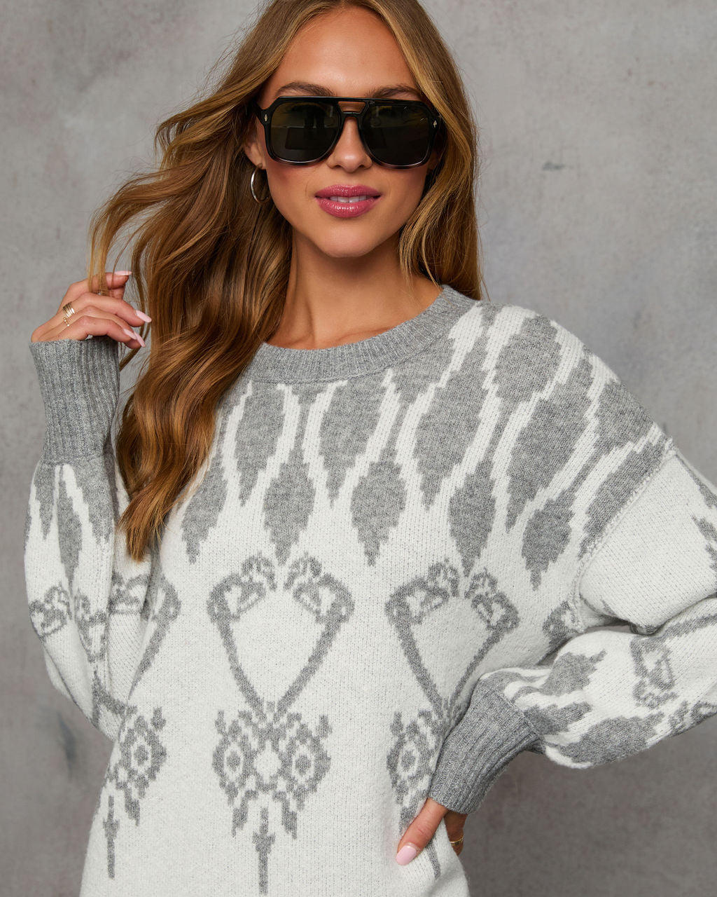 Amani Baskılı Mini Kazak Elbise