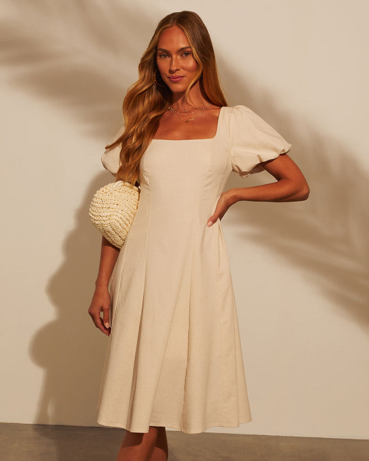 Ilaria Puf Kol Midi Elbise