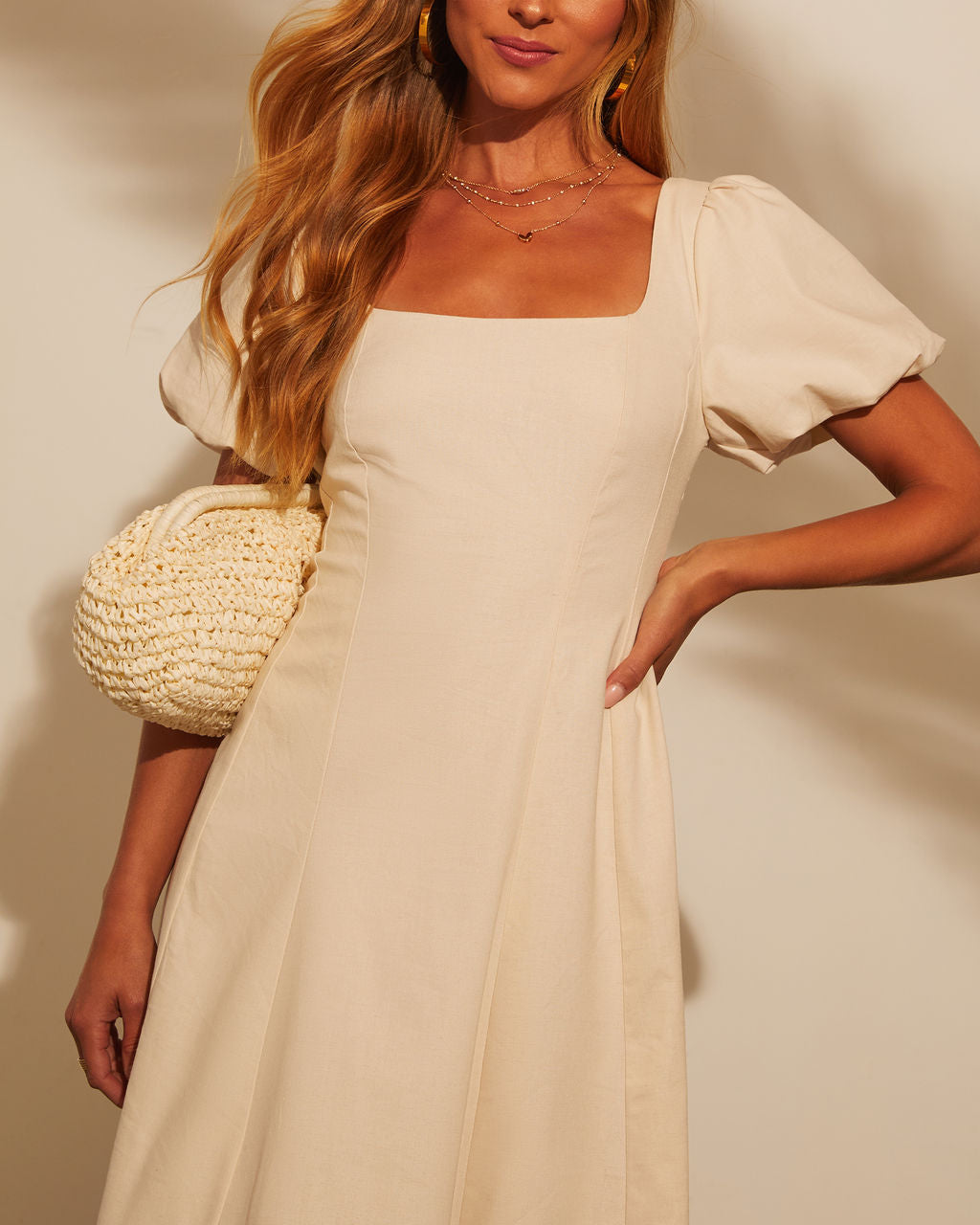 Ilaria Puf Kol Midi Elbise