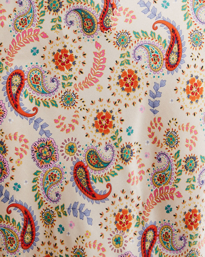 Aiko Baskılı Saten Slip Midi Elbise