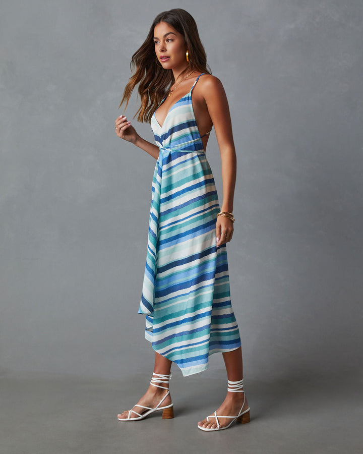 Briar Çizgili Hafif Midi Elbise