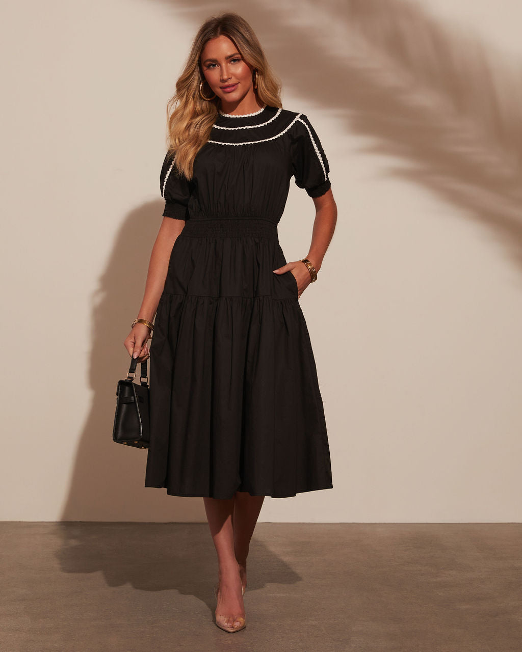 Mariposa Puf Kol Midi Elbise