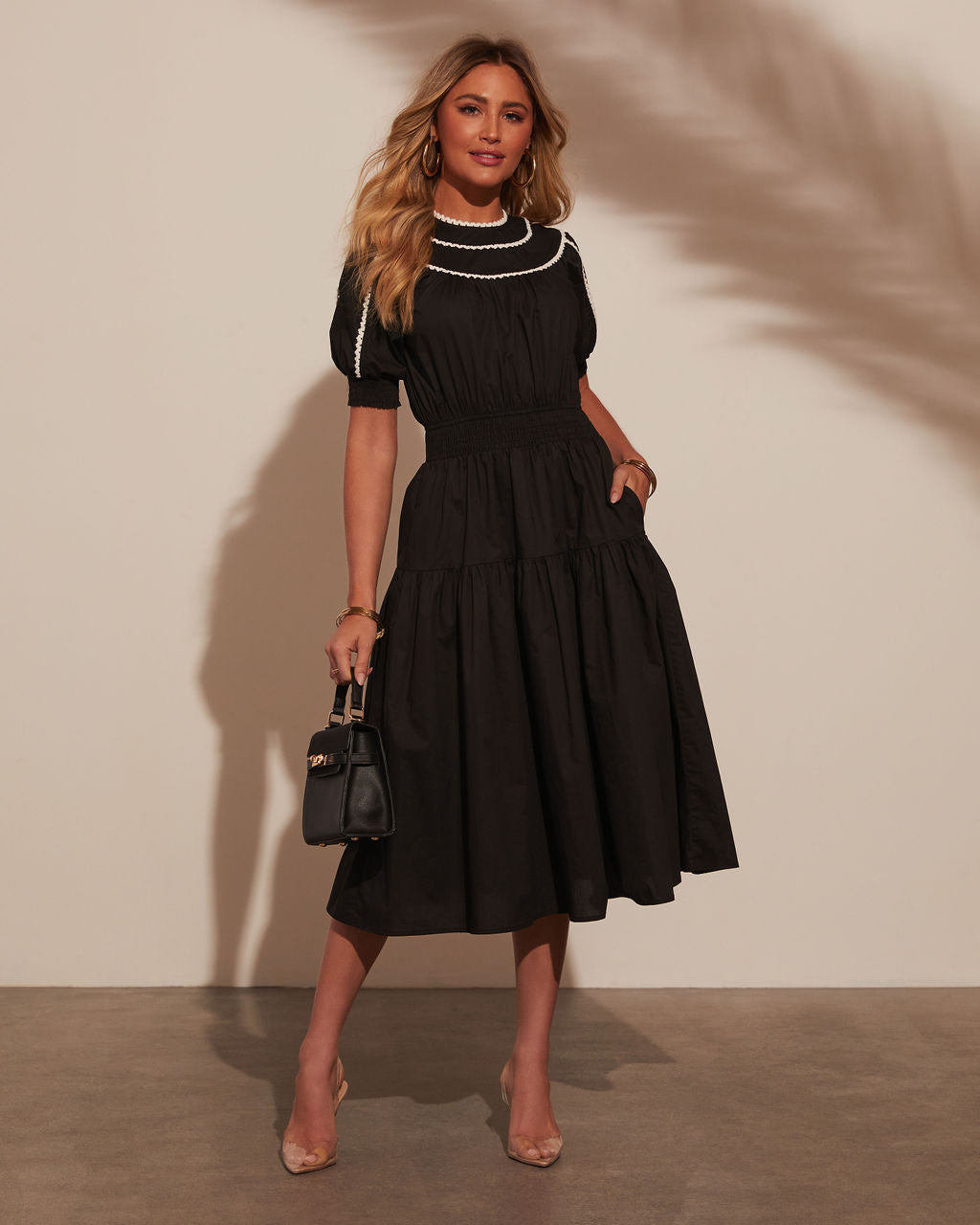 Mariposa Puf Kol Midi Elbise