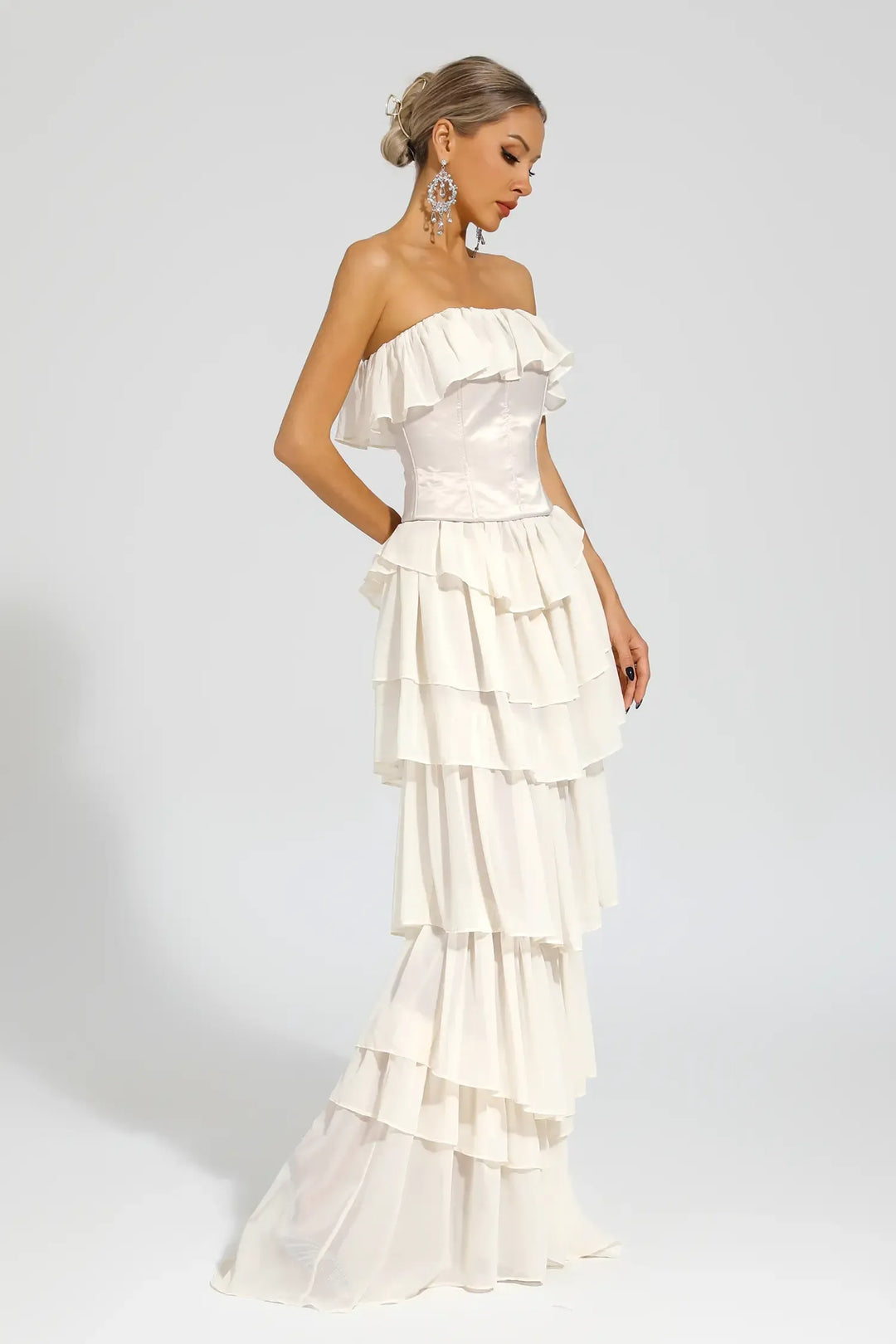 Gerald Kayısı Düşük Omuz Maxi Elbise