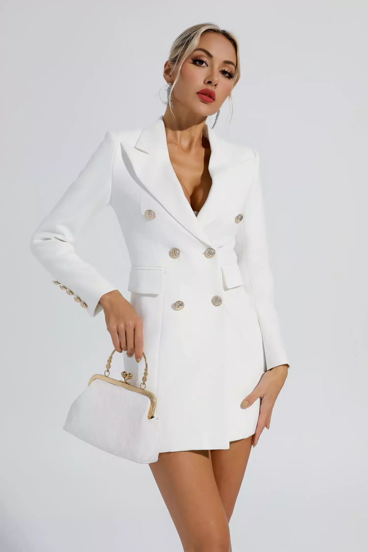 Gloria Beyaz Blazer Çalışma Mini Elbise