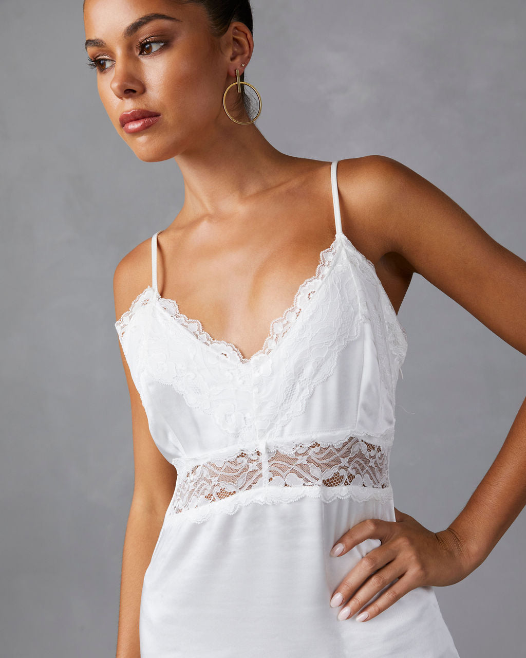 Therese Saten Dantel Midi Elbise