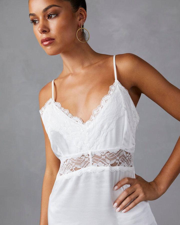 Therese Saten Dantel Midi Elbise