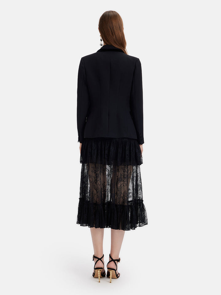 Altın İşlemeli Kruvaze Blazer