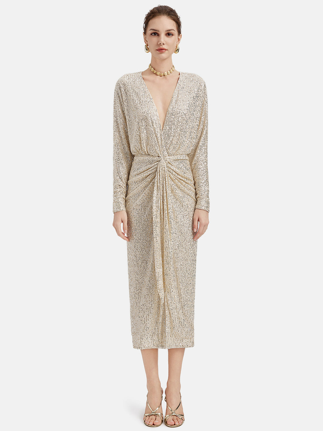 Zarif V Yaka Payet Elbise