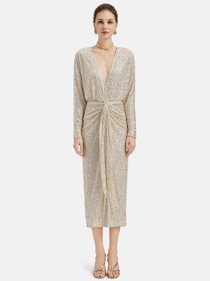 Zarif V Yaka Payet Elbise