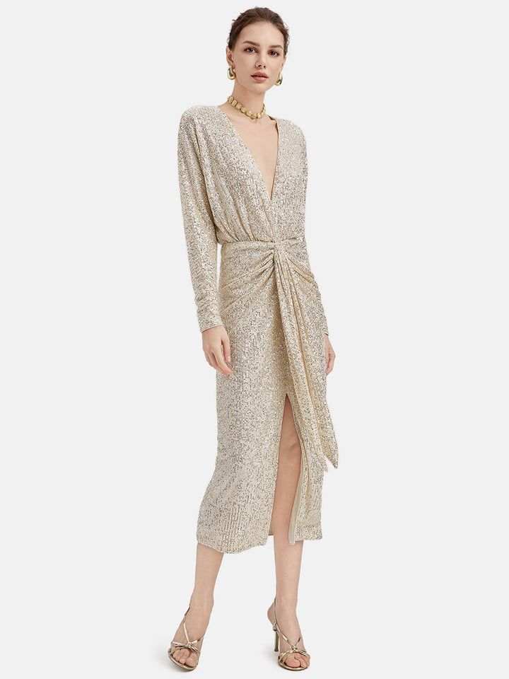 Zarif V Yaka Payet Elbise