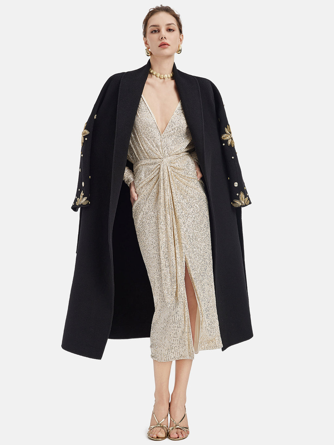 Zarif V Yaka Payet Elbise