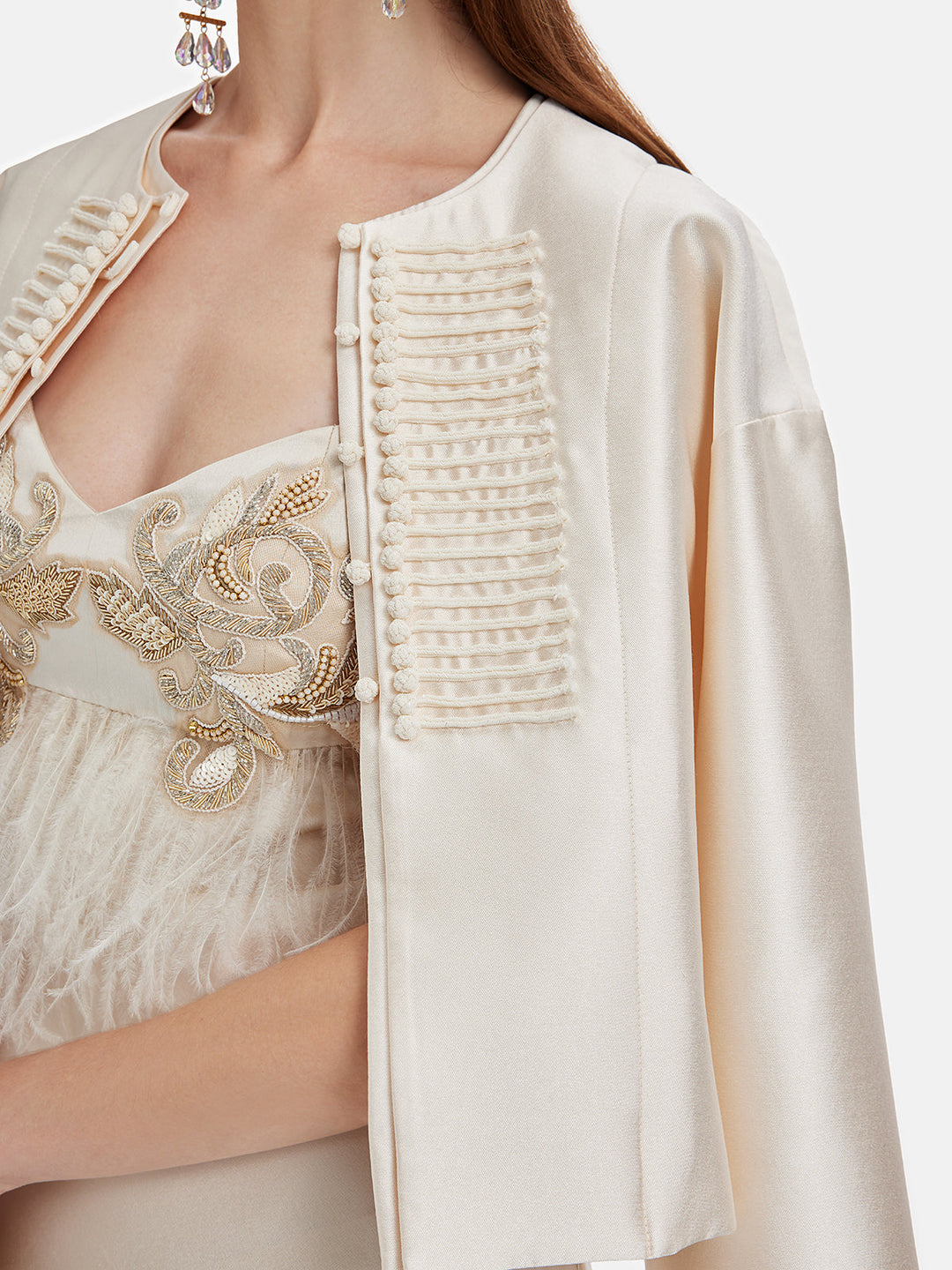 Ağır İpek Yün Kruvaze Kısa Kaban