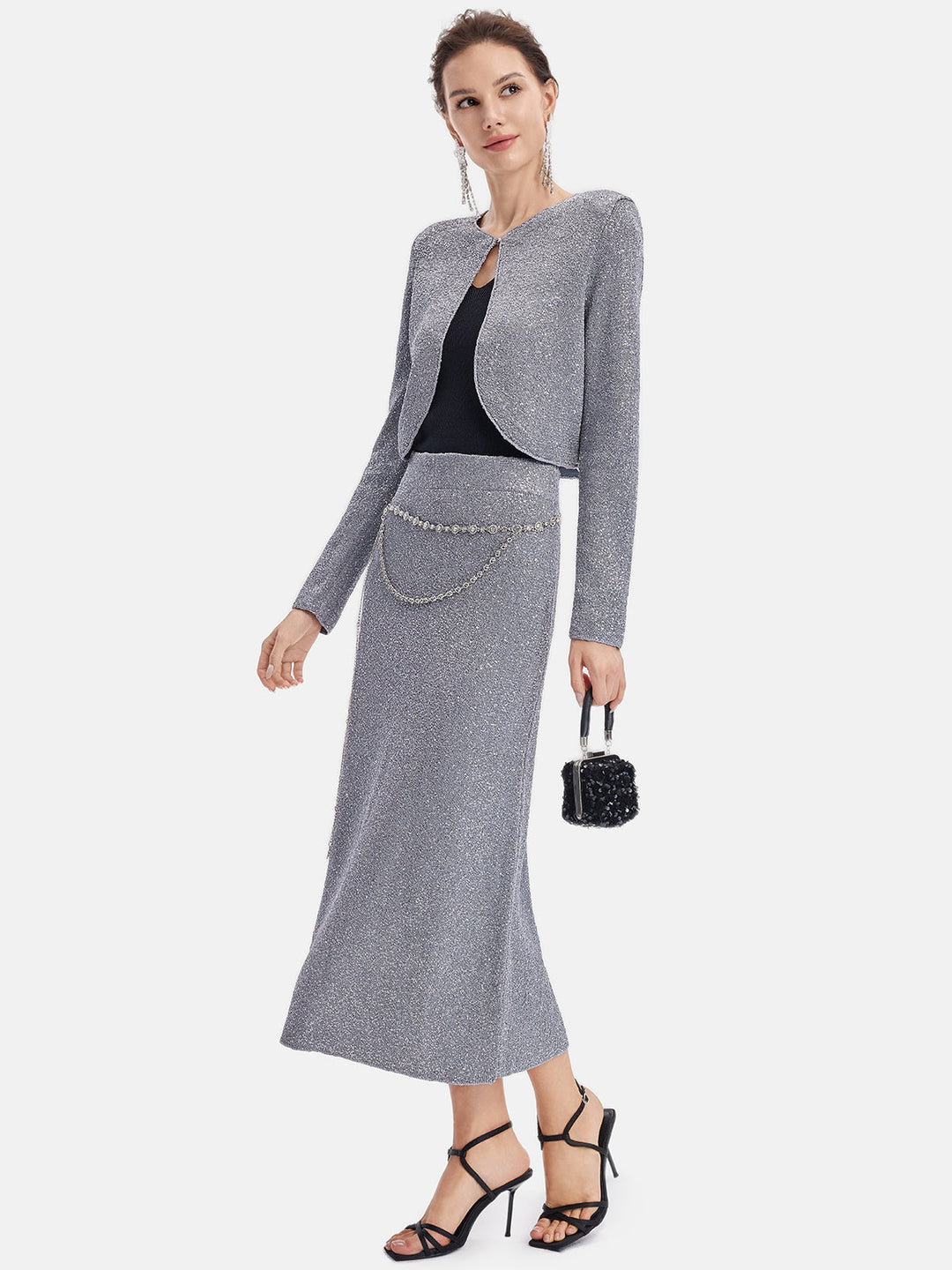 Galaksi Işıltılı Örgü Ceket