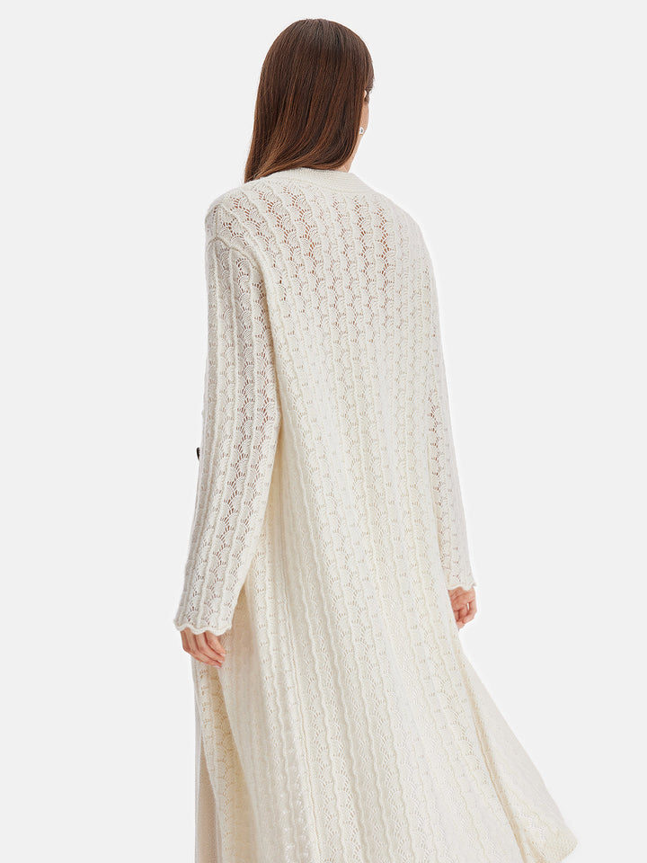 Kaşmir Geometrik Jakarlı Delikli Kaban