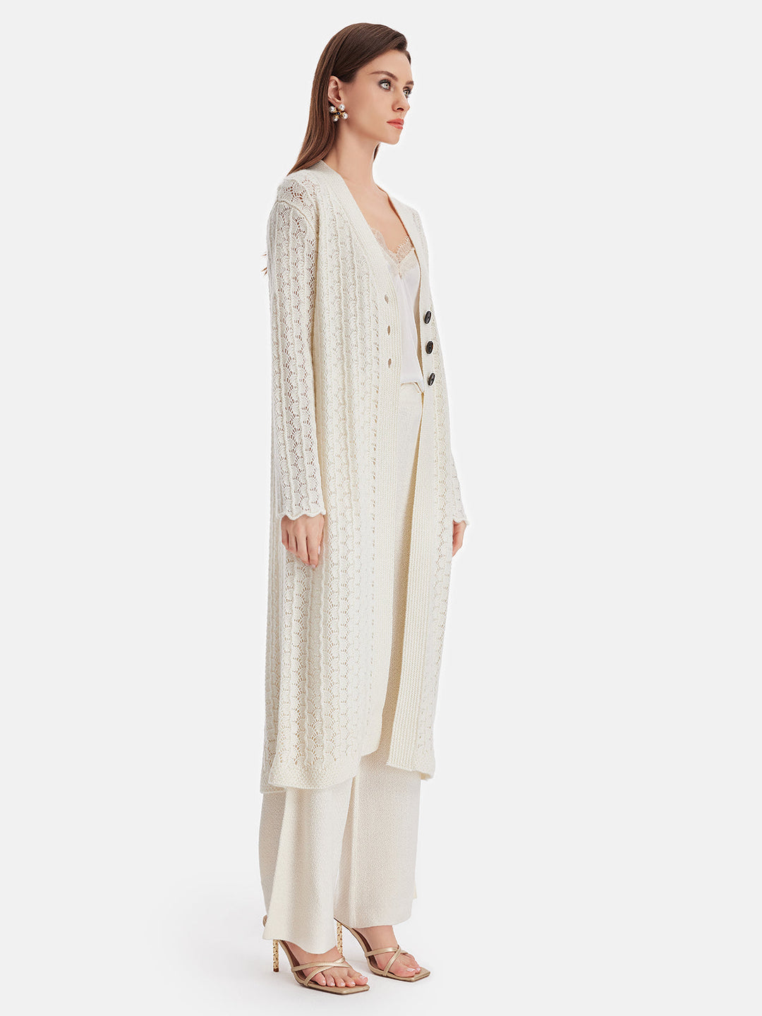 Kaşmir Geometrik Jakarlı Delikli Kaban