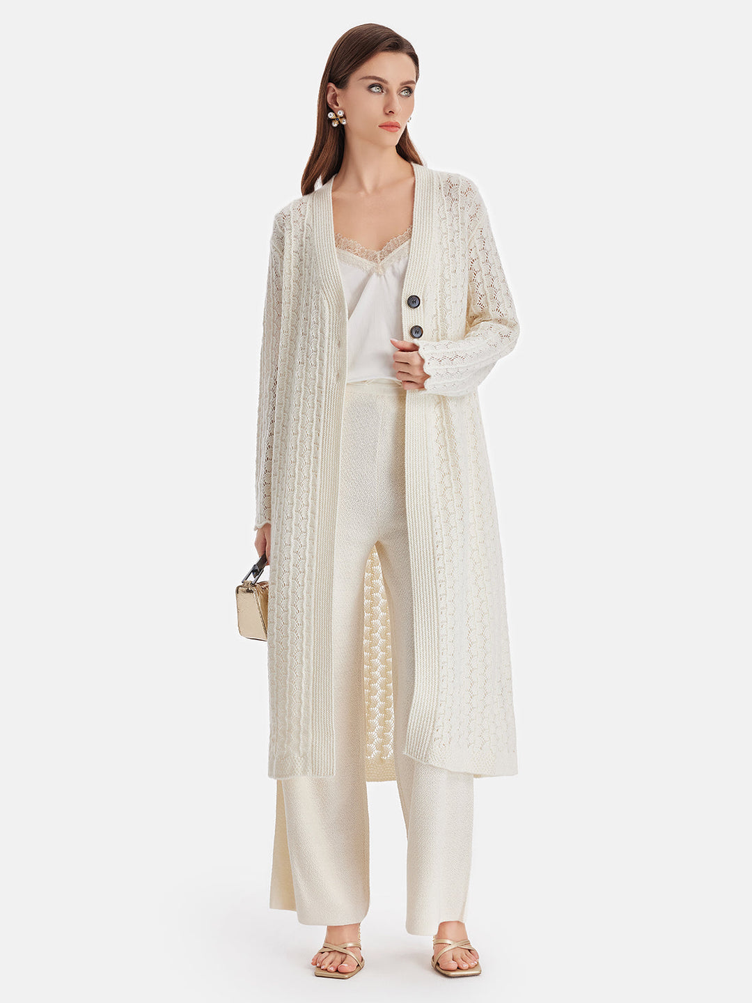 Kaşmir Geometrik Jakarlı Delikli Kaban