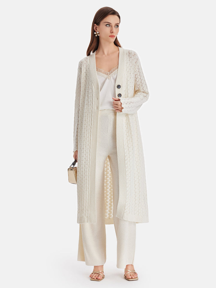 Kaşmir Geometrik Jakarlı Delikli Kaban