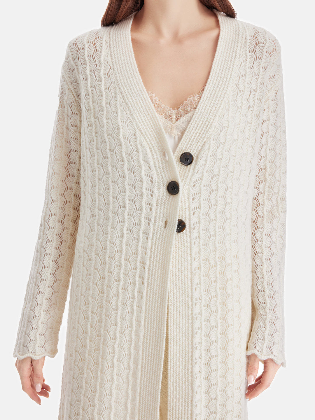 Kaşmir Geometrik Jakarlı Delikli Kaban