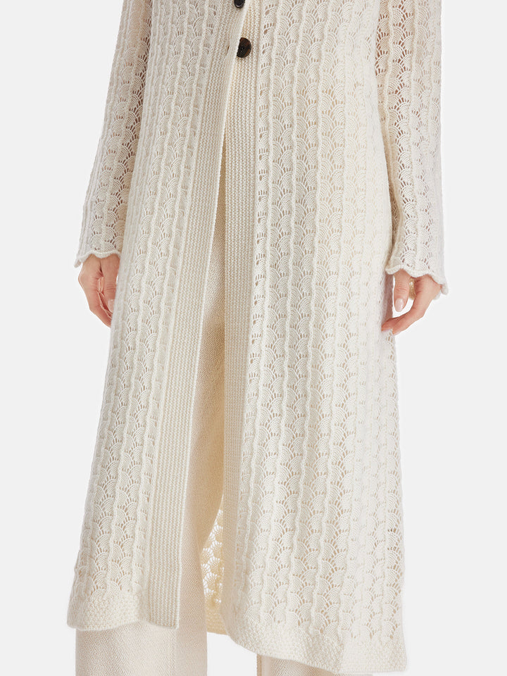 Kaşmir Geometrik Jakarlı Delikli Kaban