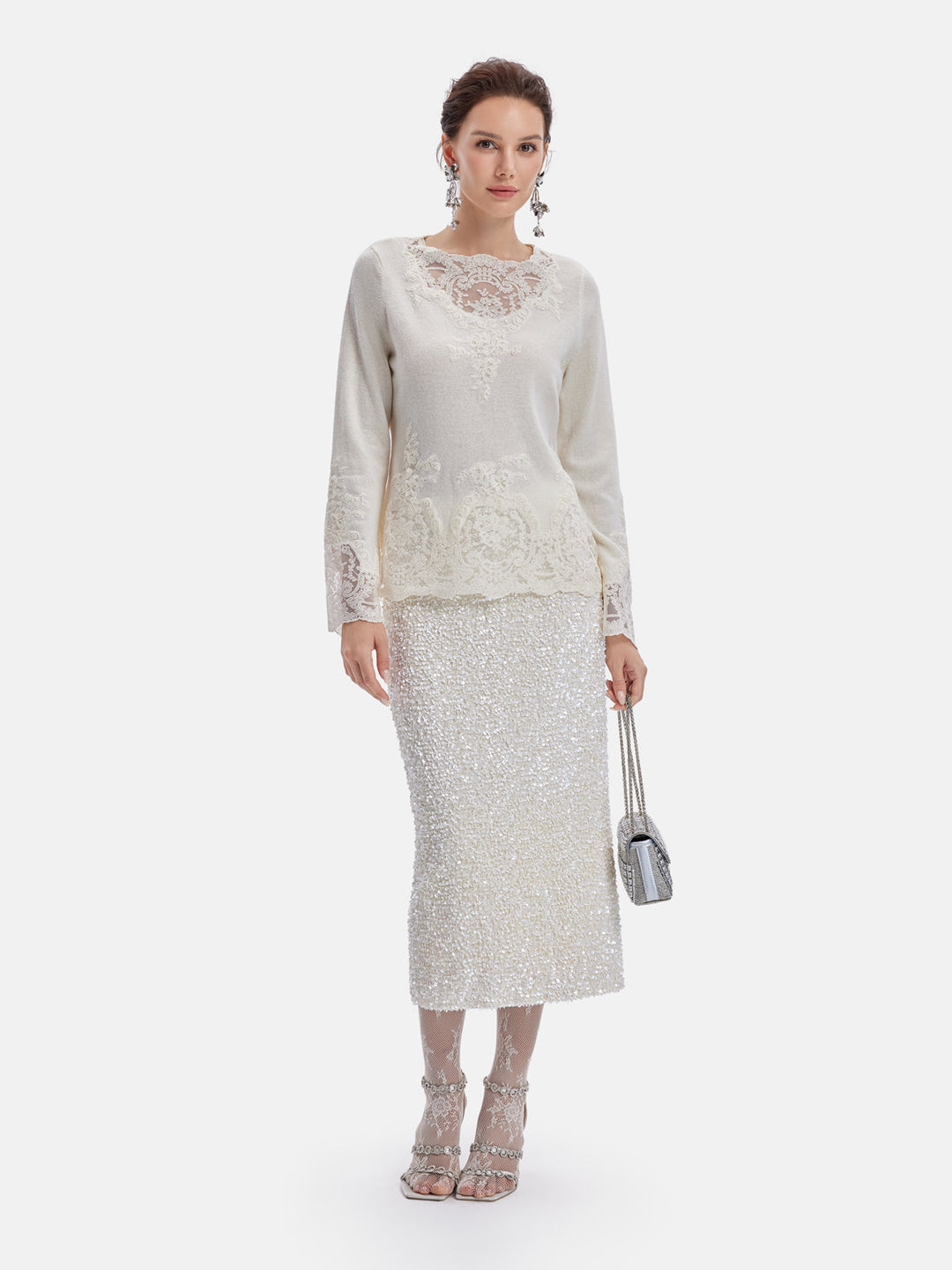 Lüks Kaşmir Dantel Triko Üst