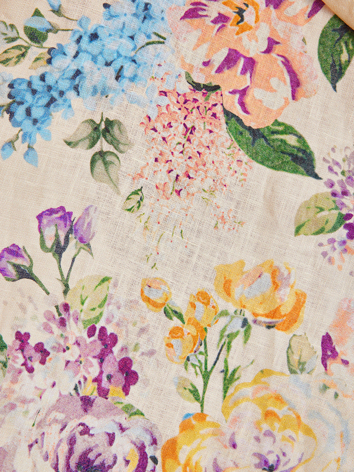 Çiçekli Keten Gömlek Elbise