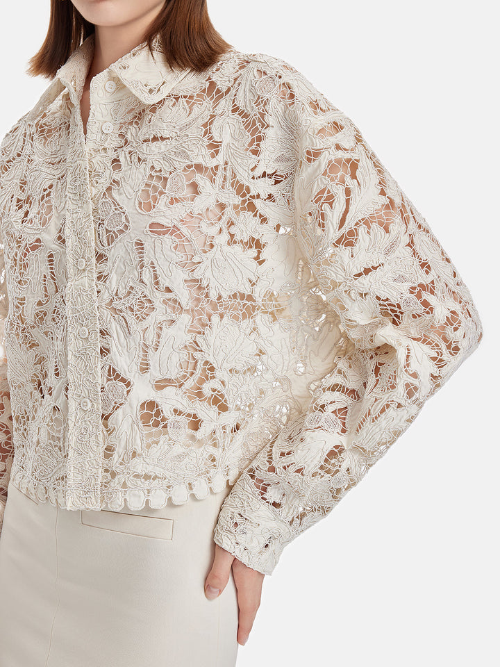 %100 Pamuk Kısa Kesim Dantel Bluz