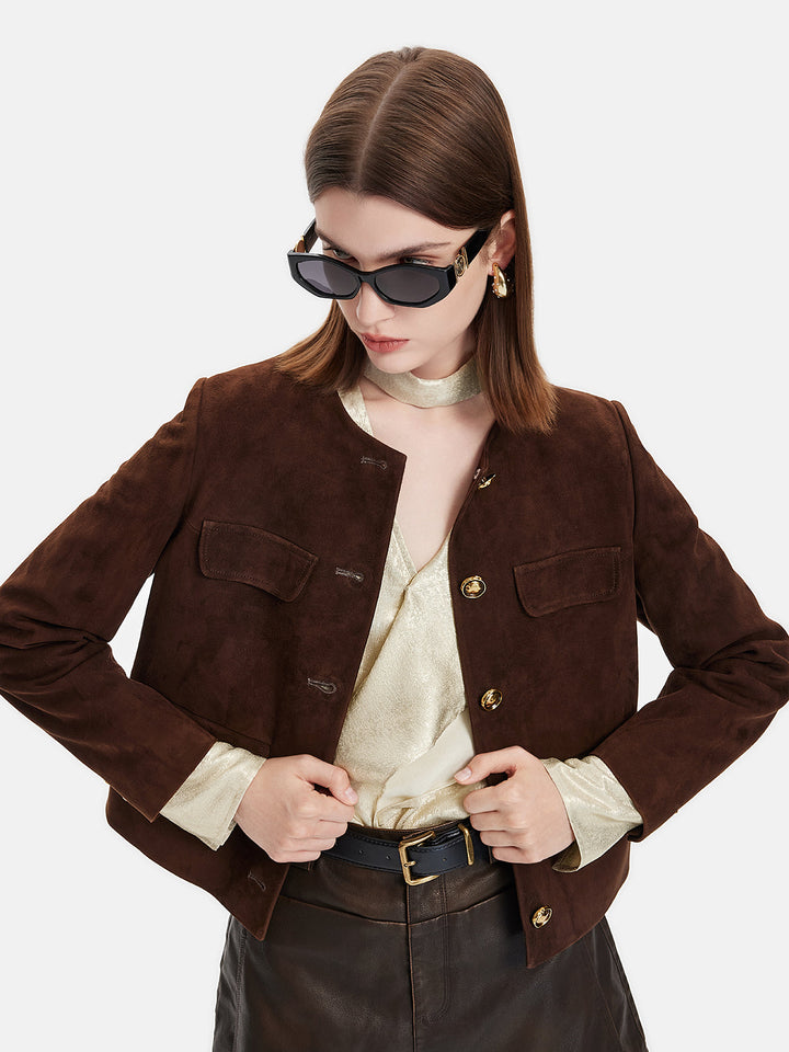 Fransız Kürklü Deri Kısa Ceket