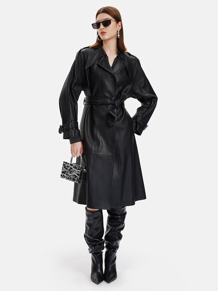 Fransız Deri Raglan Trençkot