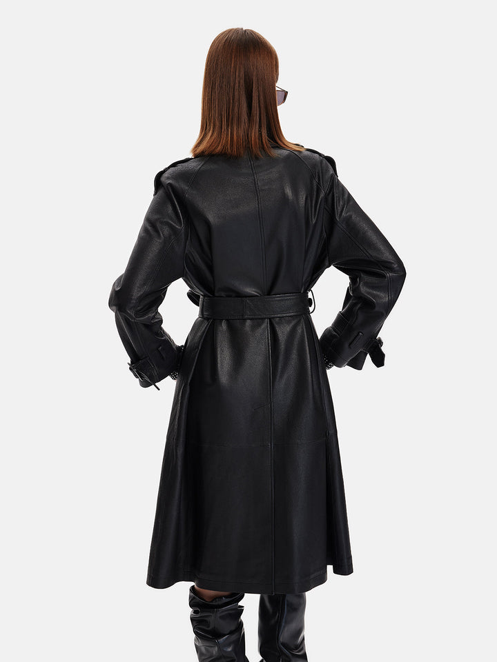 Fransız Deri Raglan Trençkot