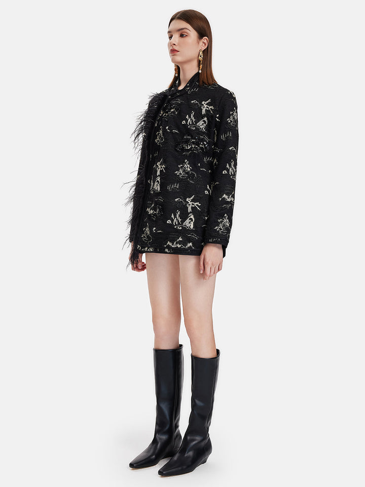 İşlemeli Tüylü Boncuklu Ceket