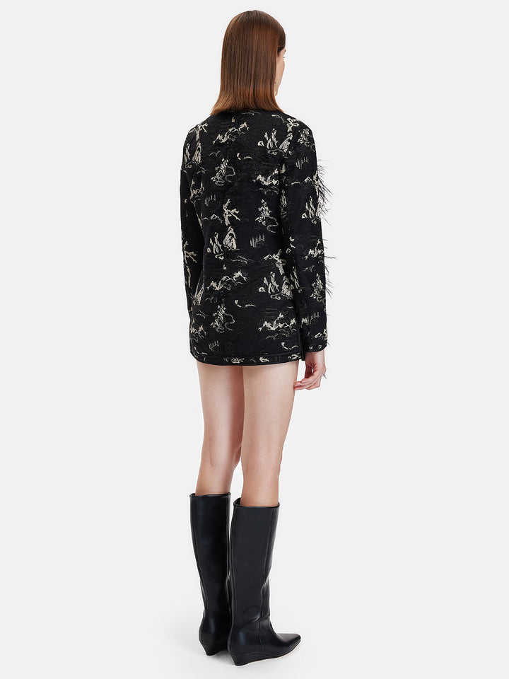 İşlemeli Tüylü Boncuklu Ceket