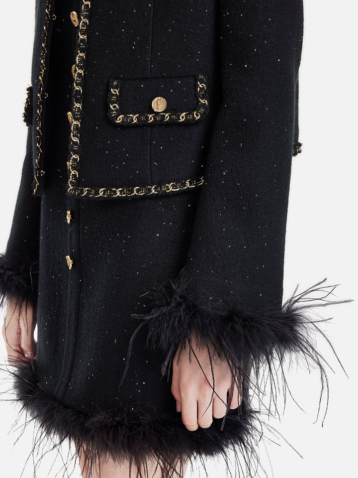 Yün Tüylü Payet Kaban