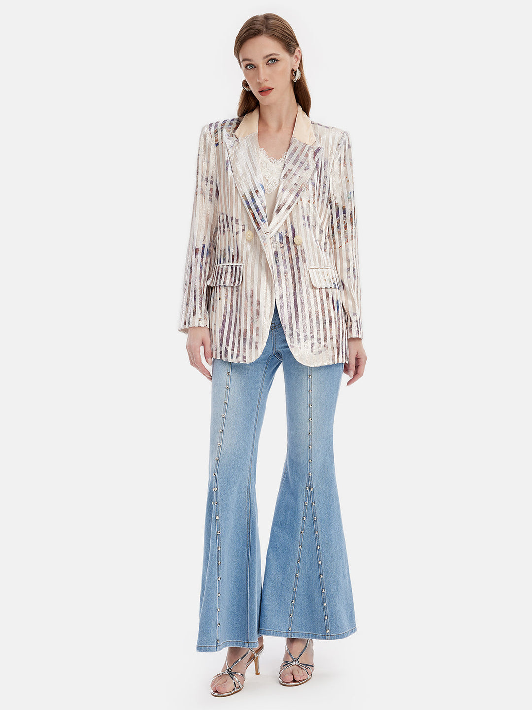 Barok Sanatı Graffiti Çizgili Blazer