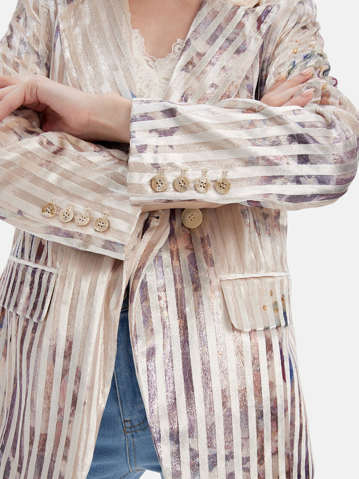 Barok Sanatı Graffiti Çizgili Blazer