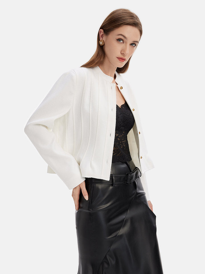 Dokulu Dalgalı Etek Boyu Mont